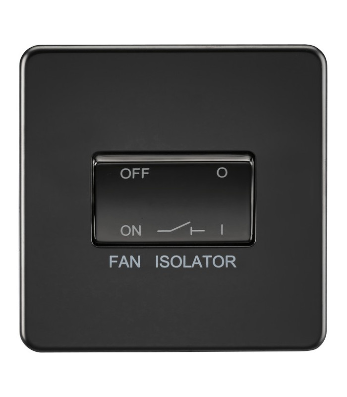 Screwless 10AX 3 pole Fan Isolator Switch - Matt Black