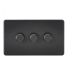 Screwless 3G 2-way 10-200W (5-150W LED) trailing edge dimmer - Matt Black