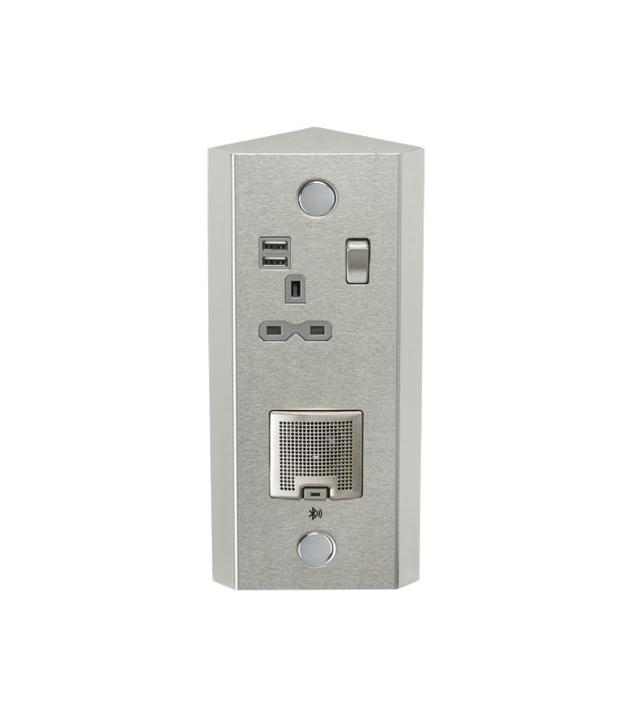 13A 1G Vertical Switched Socket with Dual USB Charger (2.4A) and 3W RMS Bluetooth Speaker
