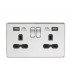 13A 2G Switched Socket with Dual USB Charger (2.4A) - Polished Chrome with Black Insert