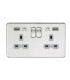 13A 2G Switched Socket with Dual USB Charger (2.4A) - Polished Chrome with Grey Insert
