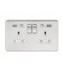 13A 2G Switched Socket with Dual USB Charger (2.4A) - Polished Chrome with  White Insert