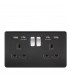 13A 2G Switched Socket with Dual USB Charger (2.4A) - Matt Black with Chrome Rockers