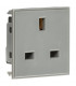 13A 1G unswitched socket module 50 x 50mm - Grey