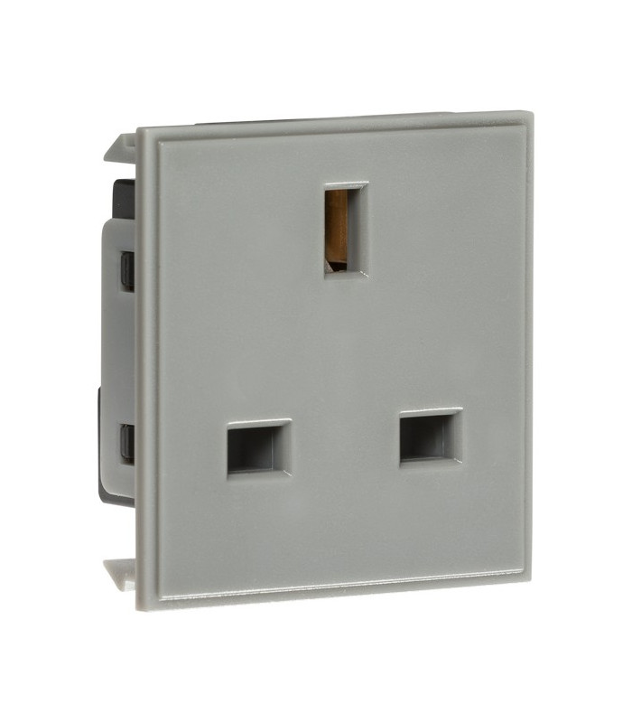 13A 1G unswitched socket module 50 x 50mm - Grey