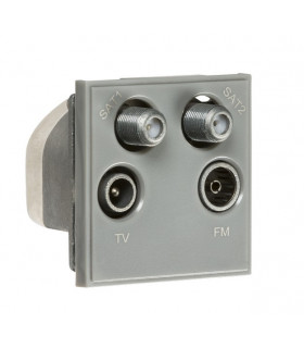Quadplexed SAT1/SAT2/TV/FM DAB Outlet Module 50 x 50mm - Grey