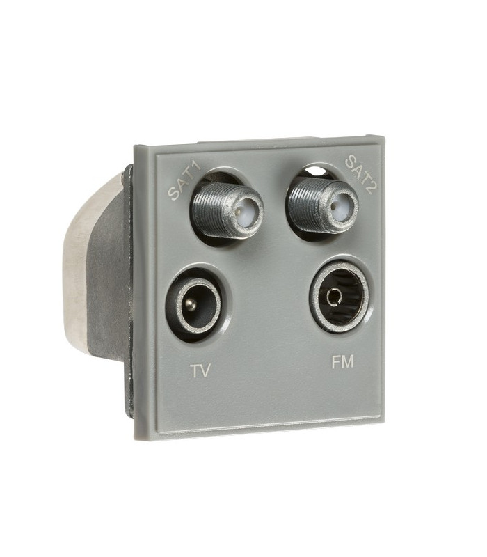 Quadplexed SAT1/SAT2/TV/FM DAB Outlet Module 50 x 50mm - Grey