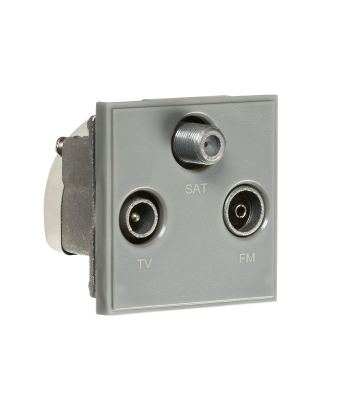 Triplexed TV /FM DAB/ SAT TV Outlet Module 50 x 50mm - Grey