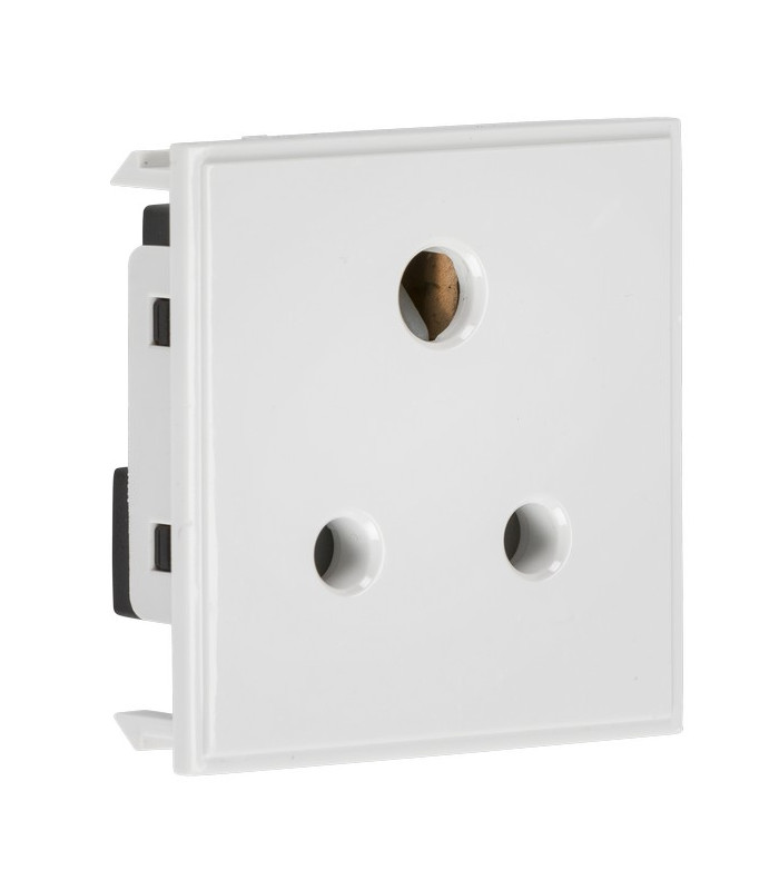 5A unswitched round socket module 50 x 50mm - white