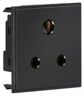 5A unswitched round socket module 50 x 50mm - black