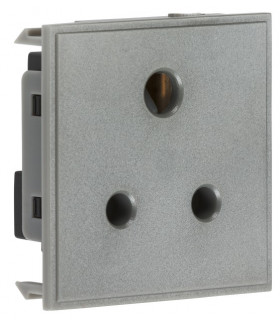 5A unswitched round socket module 50 x 50mm - grey