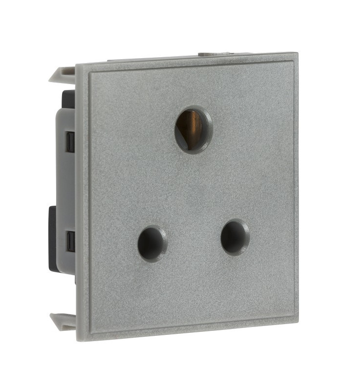 5A unswitched round socket module 50 x 50mm - grey