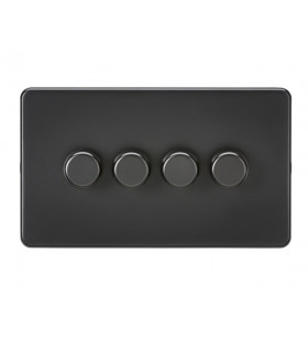 Screwless 4G 2-way 10-200W (5-150W LED) trailing edge dimmer - Matt Black
