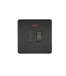 Screwless 13A Switched Fused Spur Unit with Neon - Matt Black