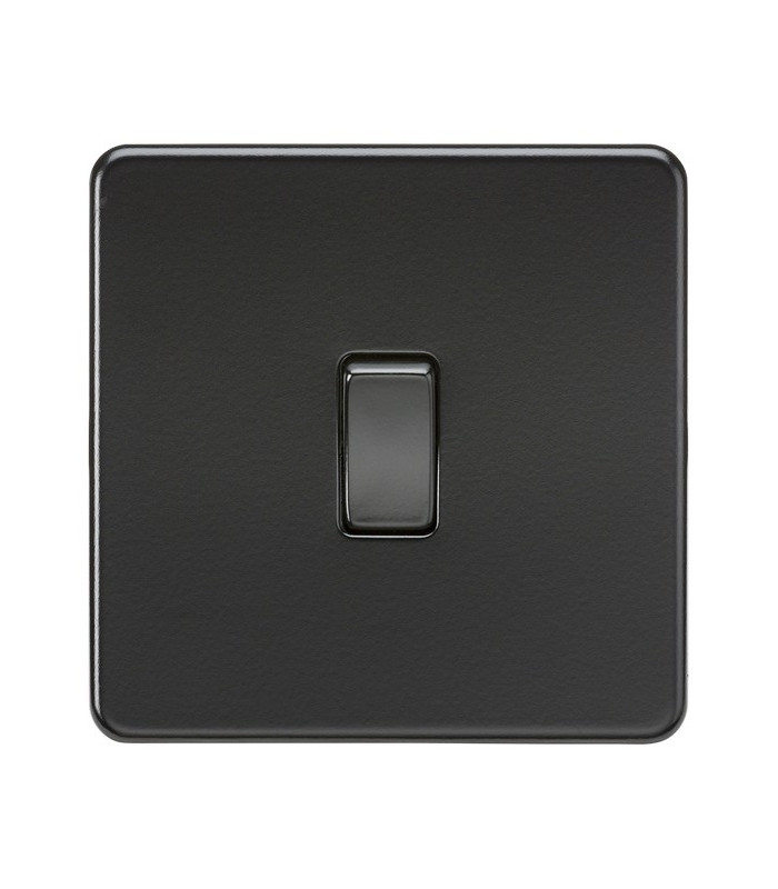 Screwless 20A 1G DP Switch - Matt Black