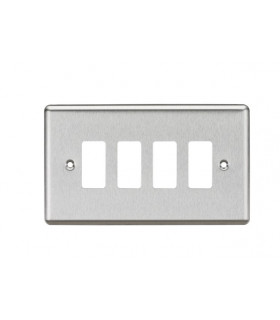 4G Grid Faceplate - Rounded Edge Brushed Chrome