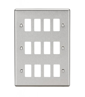 12G Grid Faceplate - Rounded Edge Brushed Chrome