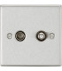 TV & SAT TV Outlet (isolated) - Square Edge Brushed Chrome