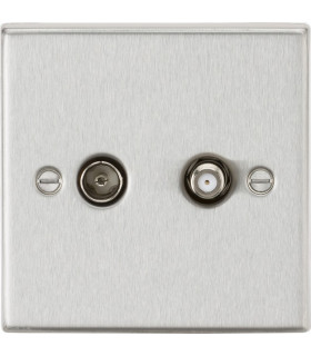 TV & SAT TV Outlet (isolated) - Square Edge Brushed Chrome