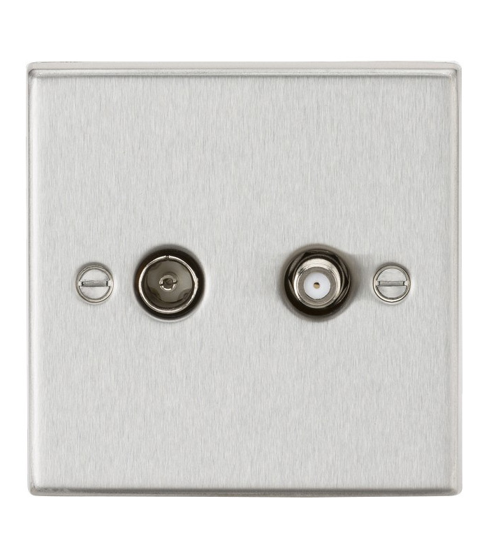 TV & SAT TV Outlet (isolated) - Square Edge Brushed Chrome
