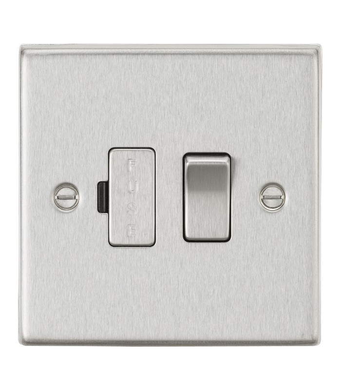 13A Switched Fused Spur Unit - Square Edge Brushed Chrome