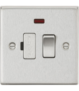 13A Switched Fused Spur Unit with Neon - Square Edge Brushed Chrome
