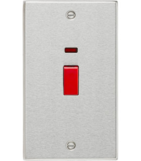 45A DP Switch with Neon (double size) - Square Edge Brushed Chrome