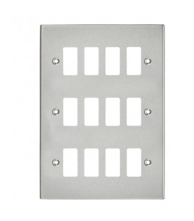 12G Grid Faceplate - Square Edge Brushed Chrome