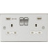 13A 2G DP Switched Socket with Dual USB Charger (Type-A FASTCHARGE port) - Brushed Chrome/White