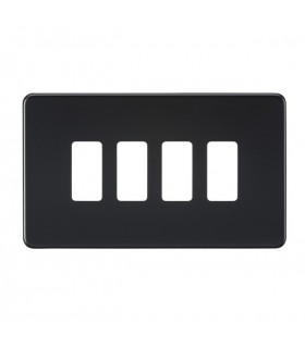 Screwless 4G grid faceplate - matt black