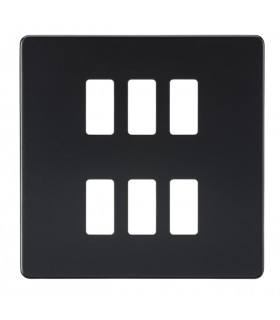 Screwless 6G grid faceplate - matt black