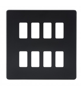 Screwless 8G grid faceplate - matt black
