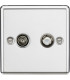 TV & SAT TV Outlet (isolated) - Rounded Edge Polished Chrome