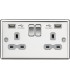 13A 2G Switched Socket Dual USB Charger (2.4A) with Grey Insert - Rounded Edge Polished Chrome