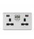 13A 2G DP Switched Socket with Dual USB FASTCHARGE ports (A + A) - Brushed Chrome with black insert