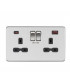 13A 2G DP Switched Socket with Dual USB FASTCHARGE ports (A + C) - Brushed Chrome with black insert