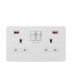 13A 2G DP Switched Socket with Dual USB FASTCHARGE ports (A + A) - Matt White