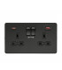 13A 2G DP Switched Socket with Dual USB FASTCHARGE ports (A + C) - Matt Black