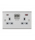 13A 2G DP Switched Socket with Dual USB FASTCHARGE ports (A + C) - Brushed Chrome with grey insert