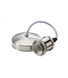 6" E27 Vintage Pendant Set - Brushed Chrome
