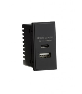 Dual USB Charger (3.1A) Module 25 x 50mm - Black
