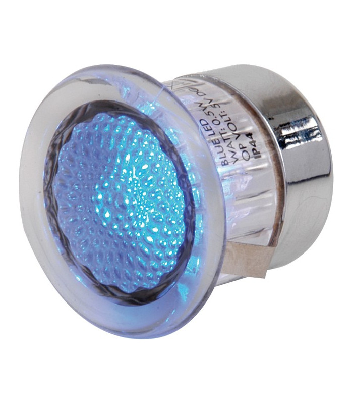 24V Small Stainless Steel Ground Fitting 4 x Blue LED