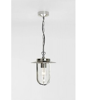 1 Light Outdoor Ceiling Pendant Light Polished Nickel IP44, E27 - 1
