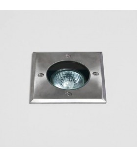 1 Light Square Outdoor Recessed In Ground Light Brushed Stainless Steel IP65, GU10 - 1
