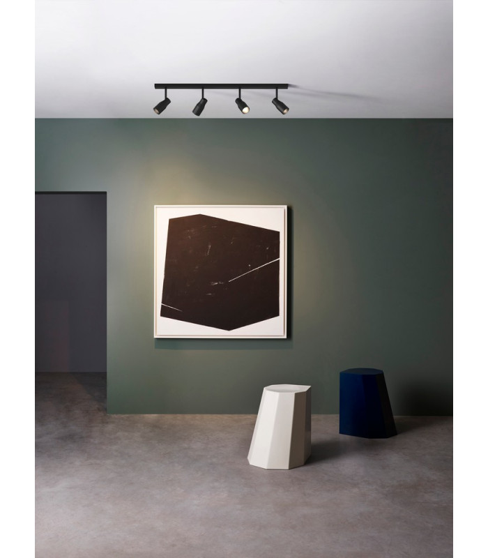 4 Light Spotlight Matt Black, GU10