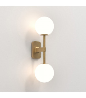 Bathroom 2 Light Wall Lamp Antique Brass IP44