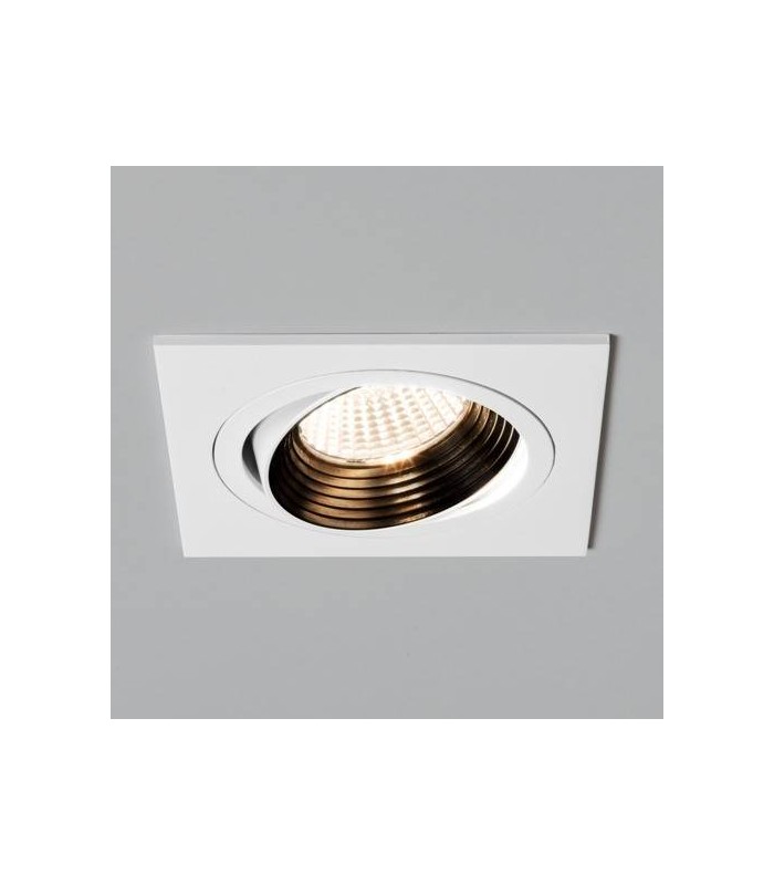LED Tiltable Square Recessed Spotlight Matt White, Fire Rated - 1