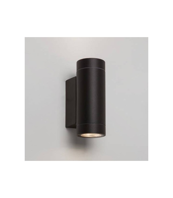 LED 1 Light Outdoor Up Down Twin Wall Light Textured Black IP54 - 1