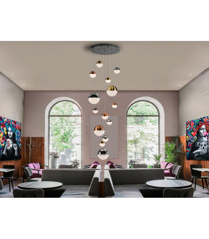 Dimmable 14 Light Integrated LED Light Pendant Light Cluster Drop