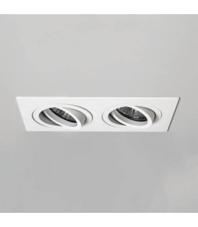 2 Light Twin Adjustable Recessed Downlight Matt White, Fire Rated, GU10 - 1
